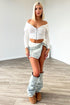 Good Luck Knit Two Way Zipper Top Crop Top EDGE Small White